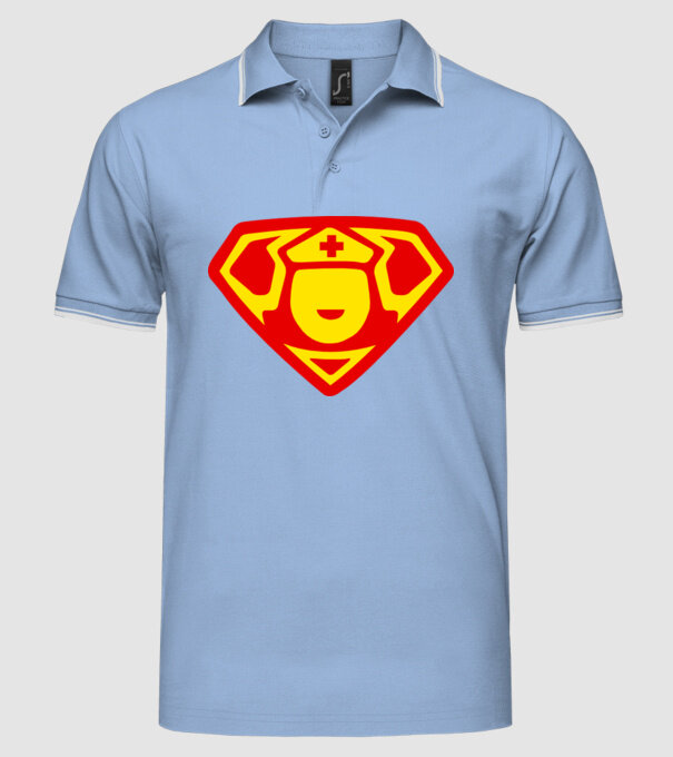 super nurse model albastru deschis pe tricou