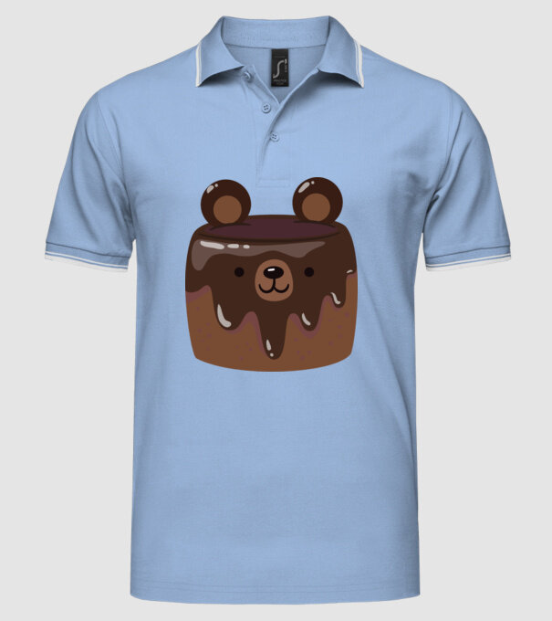 Ursuleț prăjitură model albastru deschis pe tricou