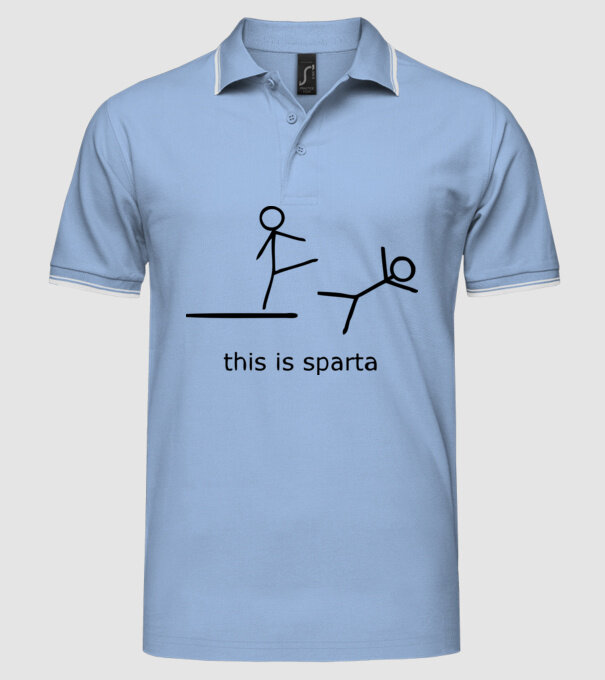 this is sparta model albastru deschis pe tricou