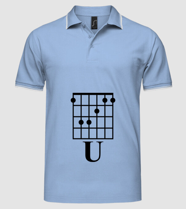 U Chord model albastru deschis pe tricou