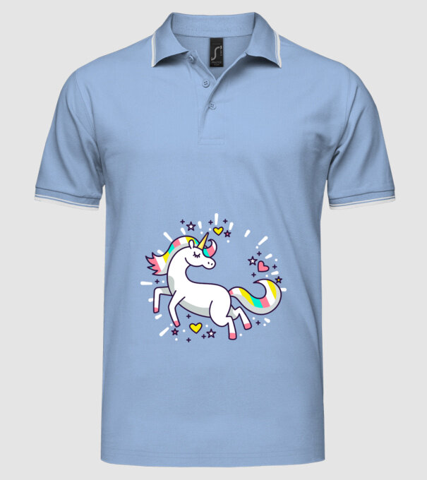 Unicorn Spark model albastru deschis pe tricou