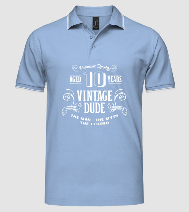 Vintage Dude - 10 model albastru deschis pe tricou
