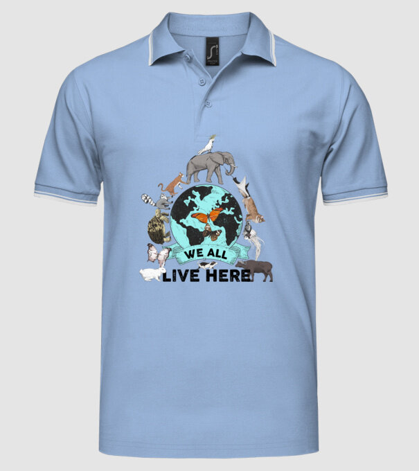 We all live here model albastru deschis pe tricou