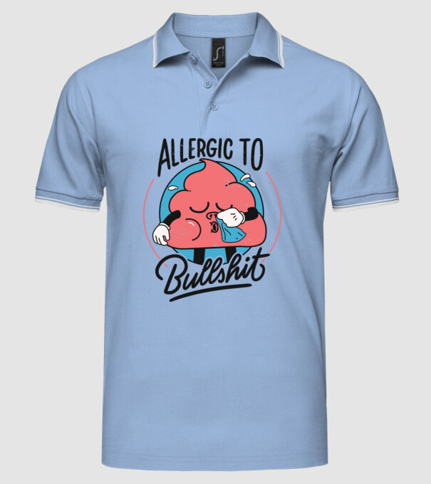 Allergic to bullshit antisocial model albastru deschis pe tricou