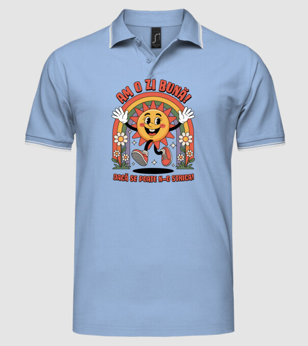 Am o zi bună! model albastru deschis pe tricou