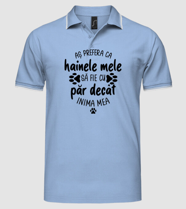 Aș prefera ca hainele mele să fie cu păr decât inima mea model albastru deschis pe tricou