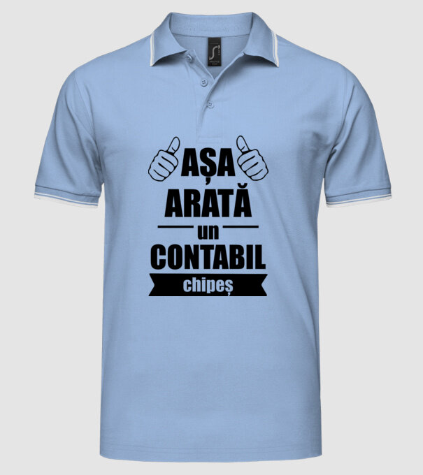 așa arată un contabil chipeș model albastru deschis pe tricou