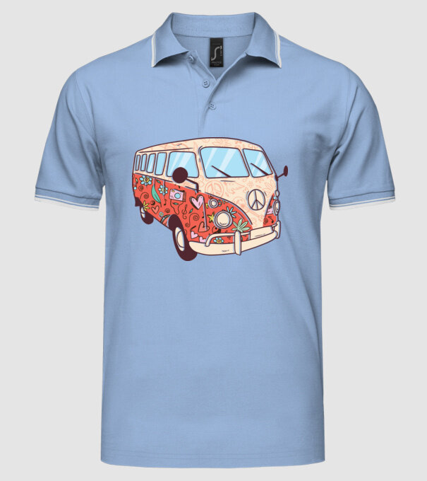 Autobuze model albastru deschis pe tricou