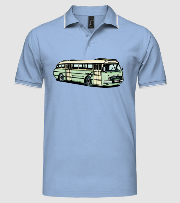 Autobuze model albastru deschis pe tricou