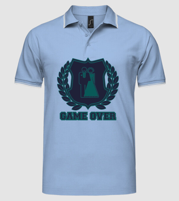 Bachelor GAME OVER model albastru deschis pe tricou