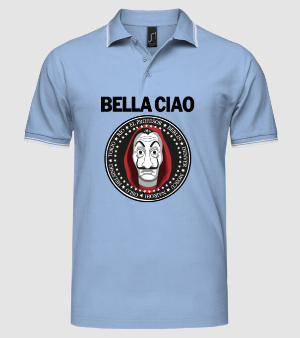 bella ciao stroke model albastru deschis pe tricou