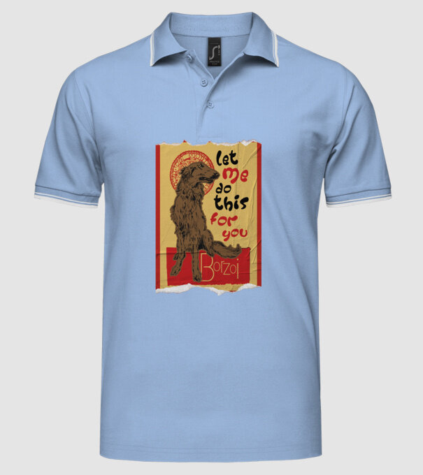 BORZOI retro poster chat noir poster texture model albastru deschis pe tricou