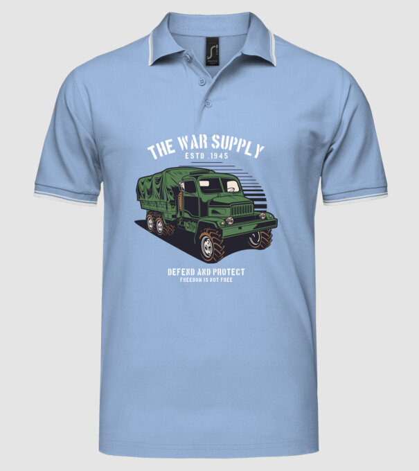 Camioane model albastru deschis pe tricou