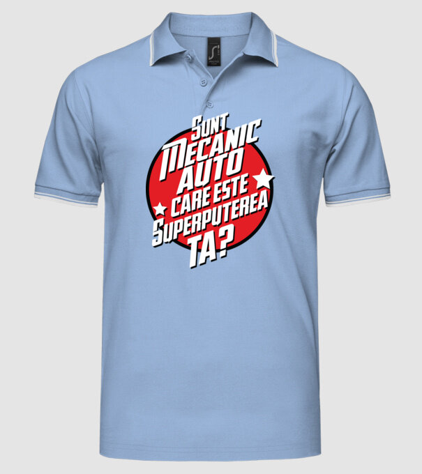 sunt mecanic auto, care este superputerea ta? model albastru deschis pe tricou