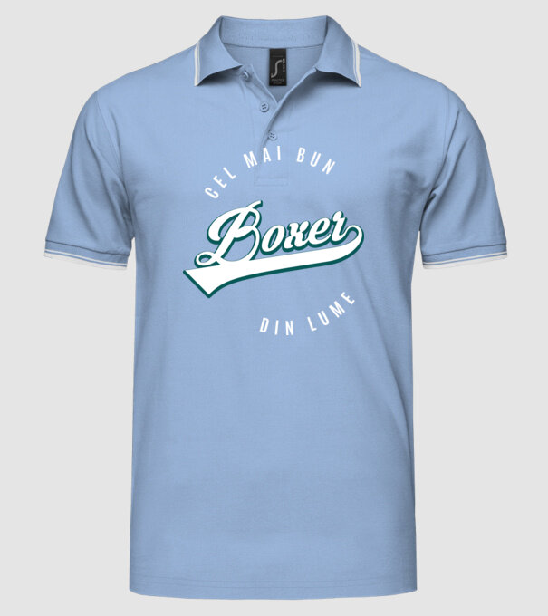 Cel mai bun boxer din lume model albastru deschis pe tricou
