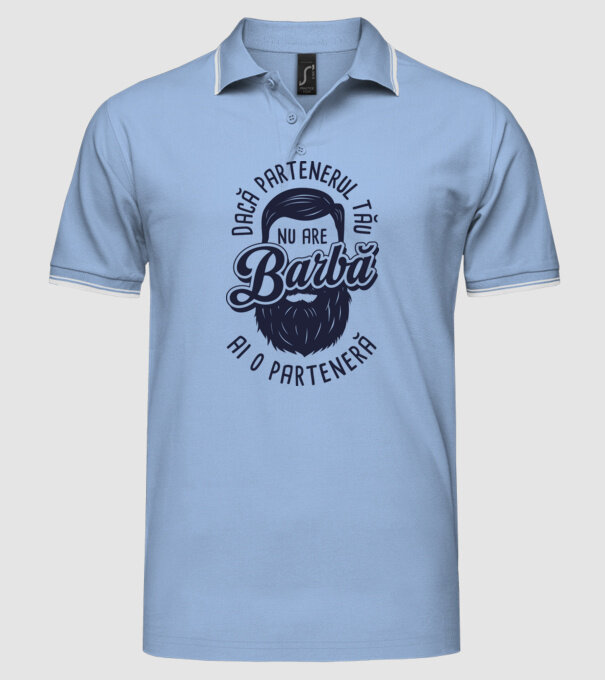 Dacă partenerul tău nu are barbă, ai o parteneră model albastru deschis pe tricou
