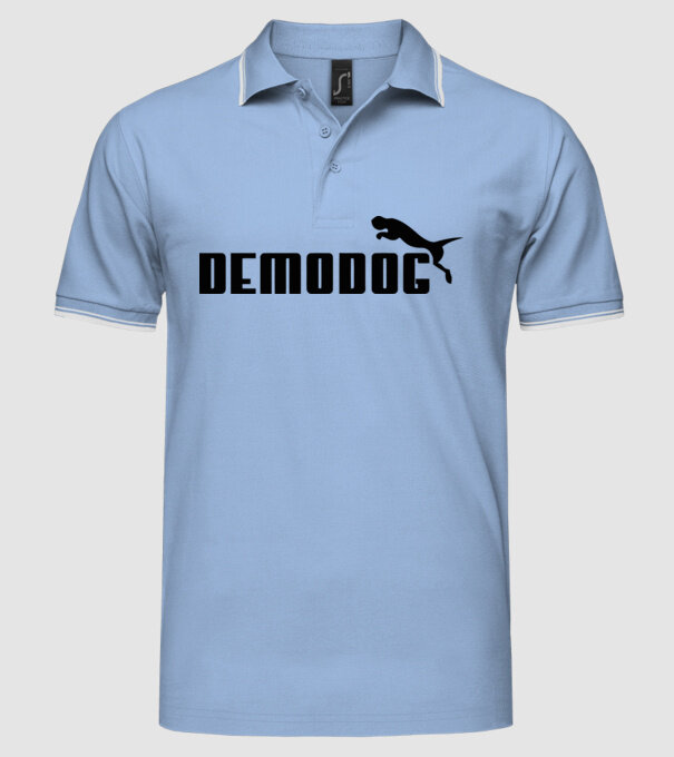 demodog logo black model albastru deschis pe tricou