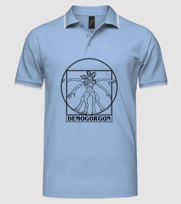 demogorgon da vinci model albastru deschis pe tricou
