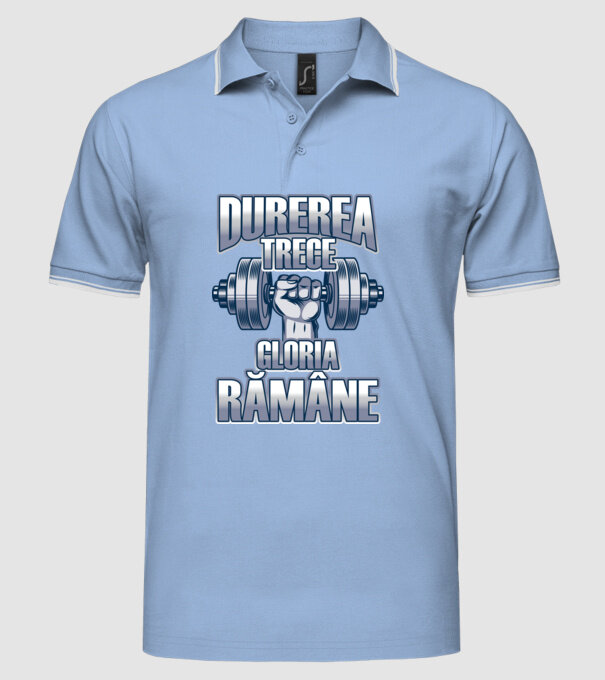 Durerea trece, gloria rămân model albastru deschis pe tricou