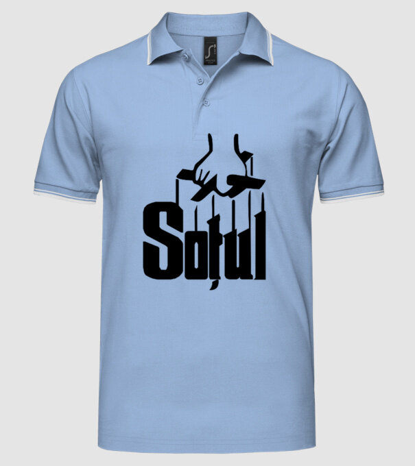 Soțul model albastru deschis pe tricou