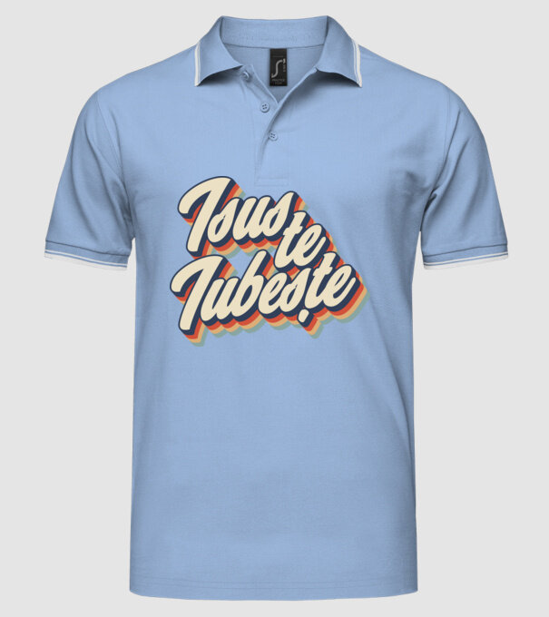 Isus te iubește model albastru deschis pe tricou