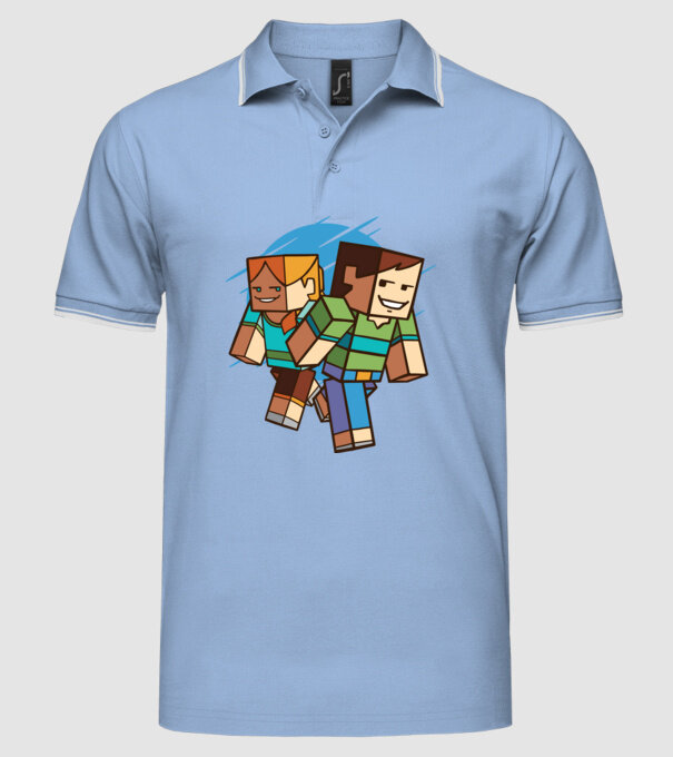 Minecraft model albastru deschis pe tricou