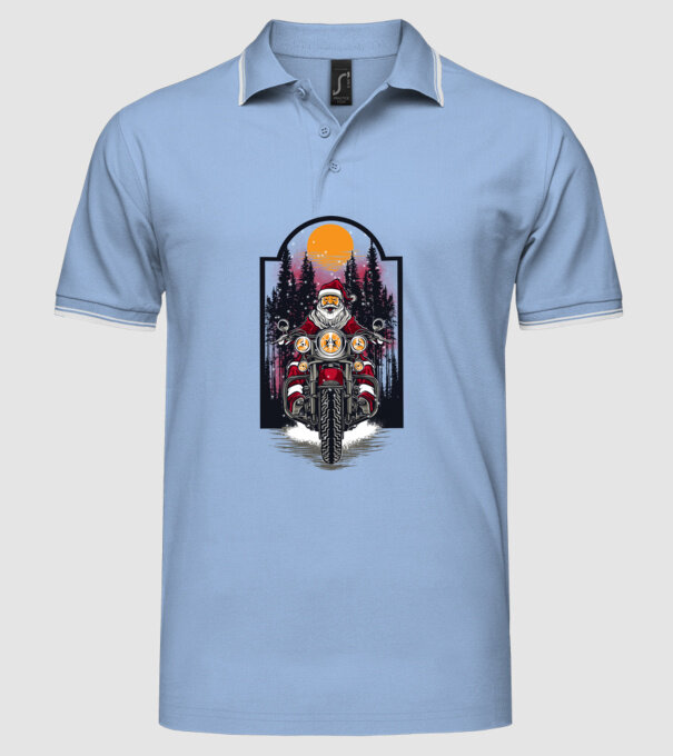 Motor santa model albastru deschis pe tricou