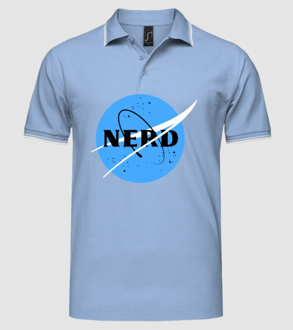 Nerd NASA model albastru deschis pe tricou