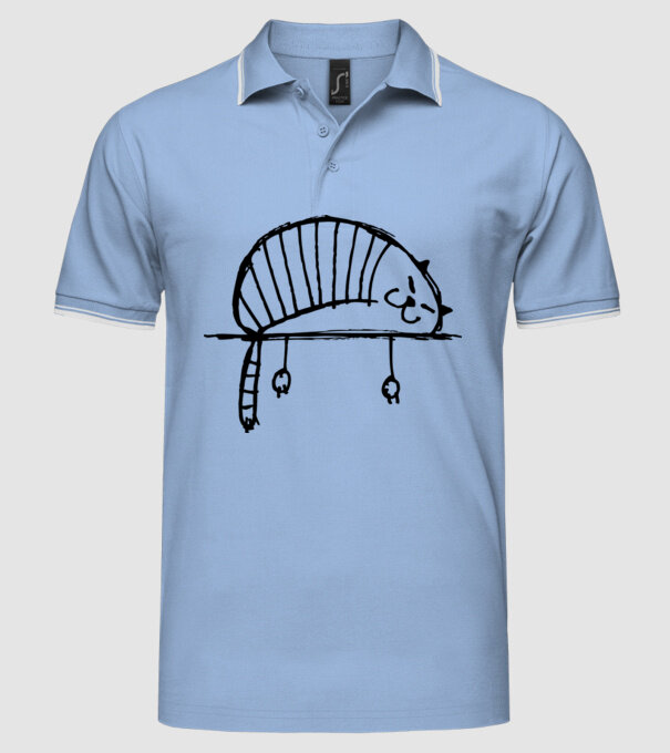 pisică model albastru deschis pe tricou