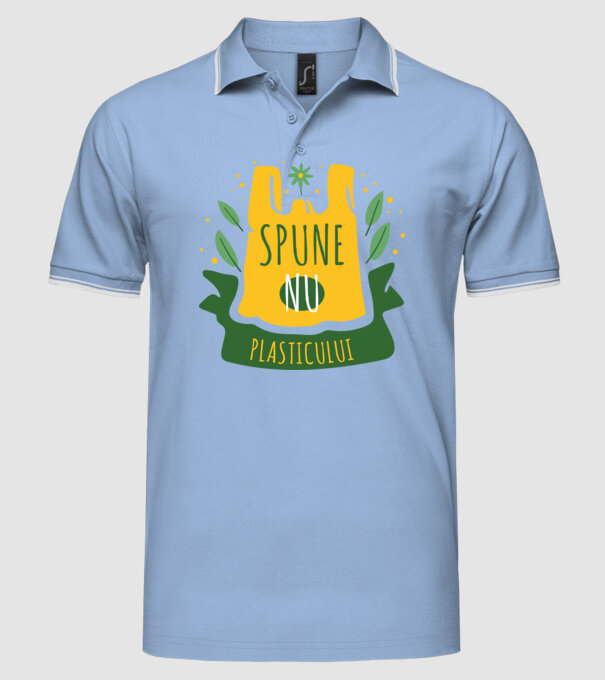 spune nu plasticului model albastru deschis pe tricou