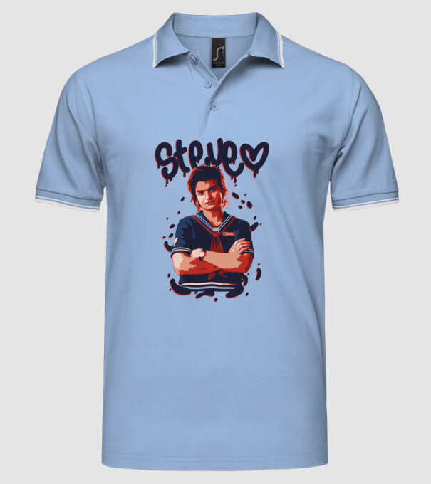 steve stranger things model albastru deschis pe tricou