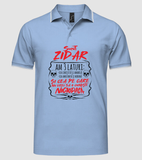 sunt zidar am 3 laturi model albastru deschis pe tricou
