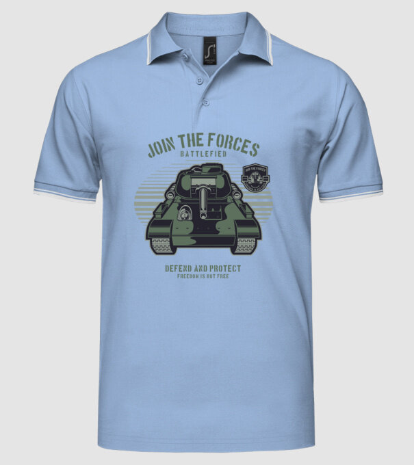 Tancuri model albastru deschis pe tricou