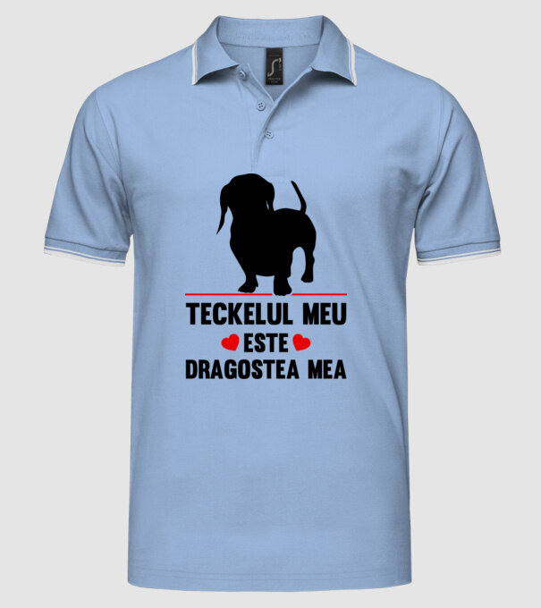 teckelul meu este dragostea mea model albastru deschis pe tricou