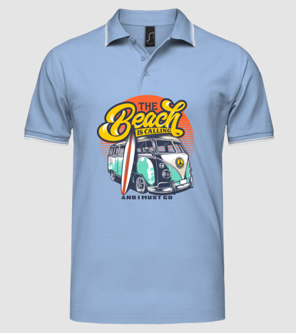The Beach is Calling model albastru deschis pe tricou