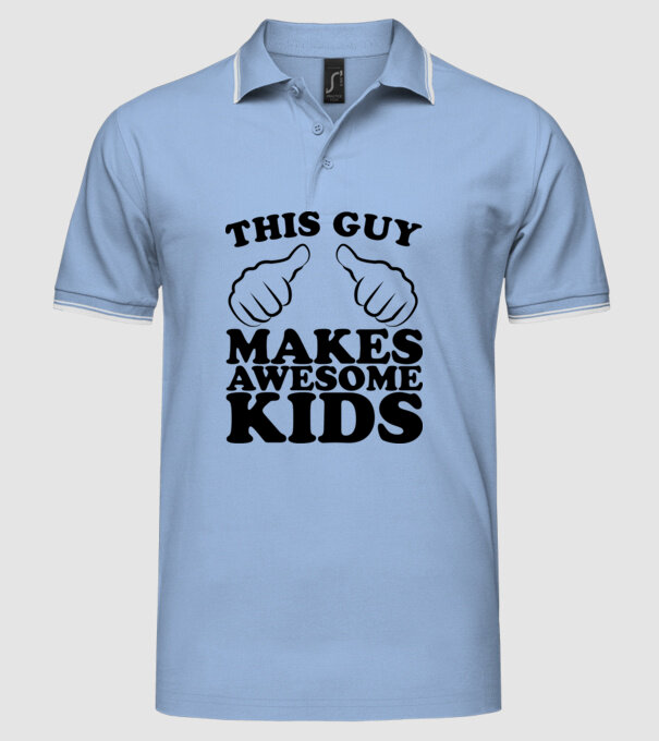 this guy makes awesome kids model albastru deschis pe tricou