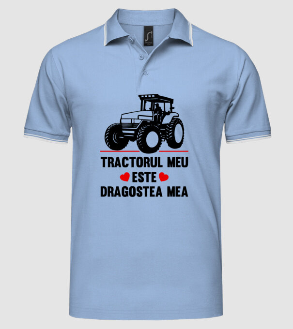 tractorul meu este dragostea mea model albastru deschis pe tricou