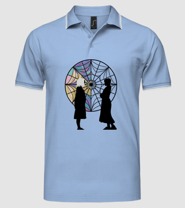 Wednesday and Enid model albastru deschis pe tricou