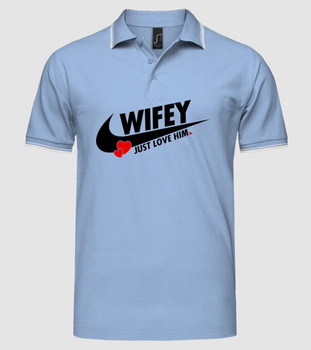 Wifey Just love him model albastru deschis pe tricou