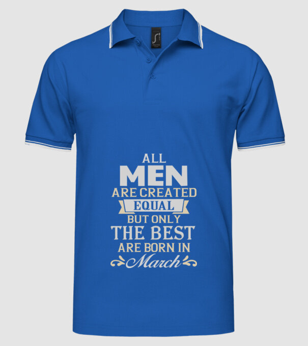 All men created equal but only the beat are born in march model albastru regal pe tricou