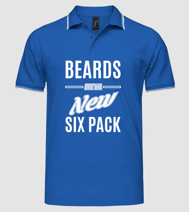 Beards are the new six pack model albastru regal pe tricou