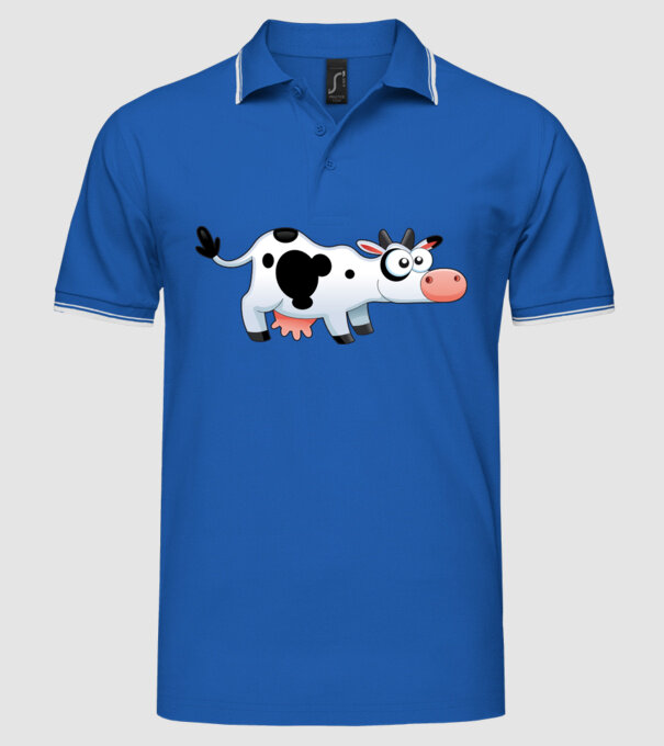 Cow model albastru regal pe tricou
