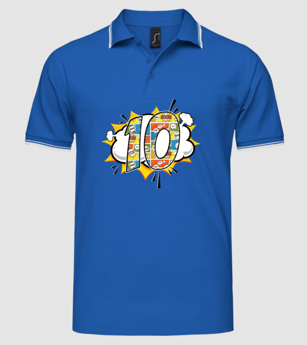 Birthday Comic Number 10 model albastru regal pe tricou