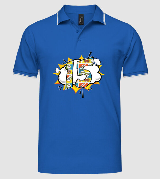 Birthday Comic Number 15 model albastru regal pe tricou