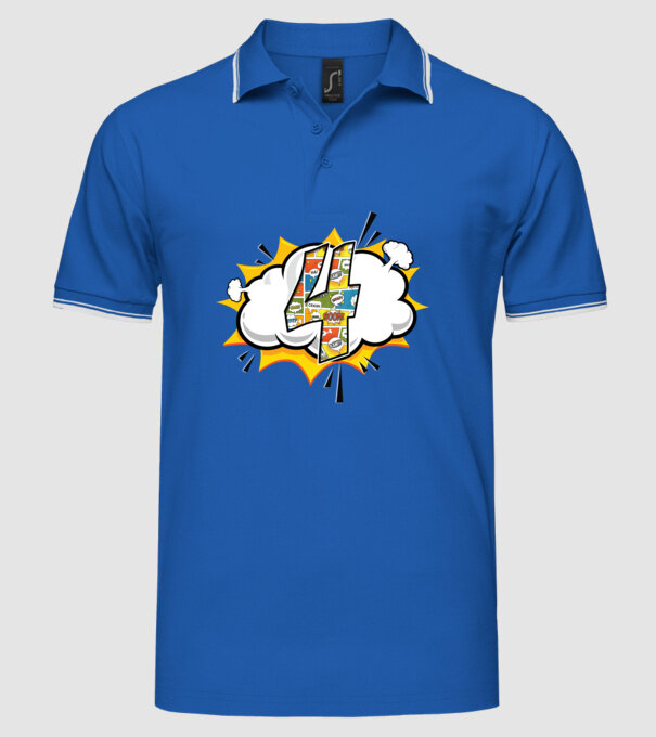 Birthday Comic Number 4 model albastru regal pe tricou