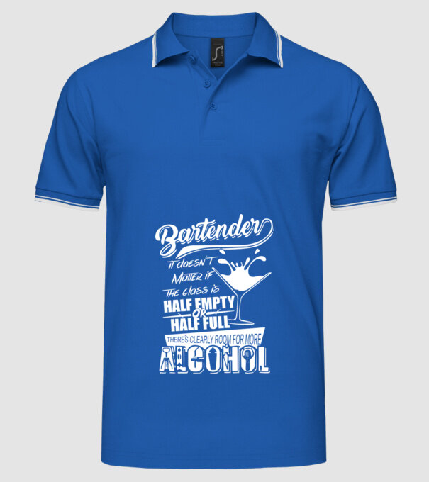 Half empty or half full model albastru regal pe tricou