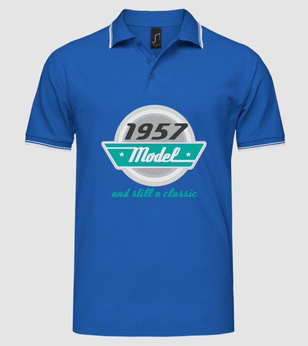 Model and still a classic - 1957 model albastru regal pe tricou