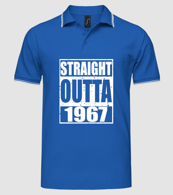 Straight Outta - 1977 model albastru regal pe tricou