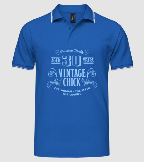 Vintage chick - 30 model albastru regal pe tricou