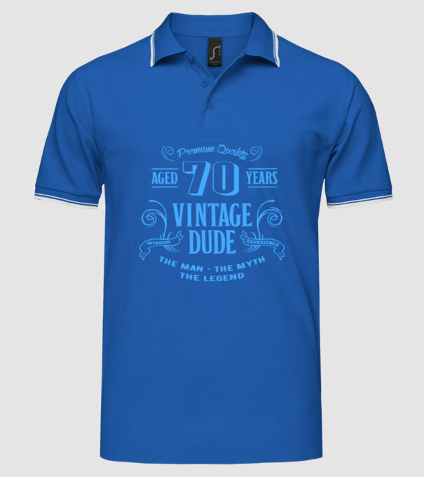 Vintage Dude - 70 model albastru regal pe tricou